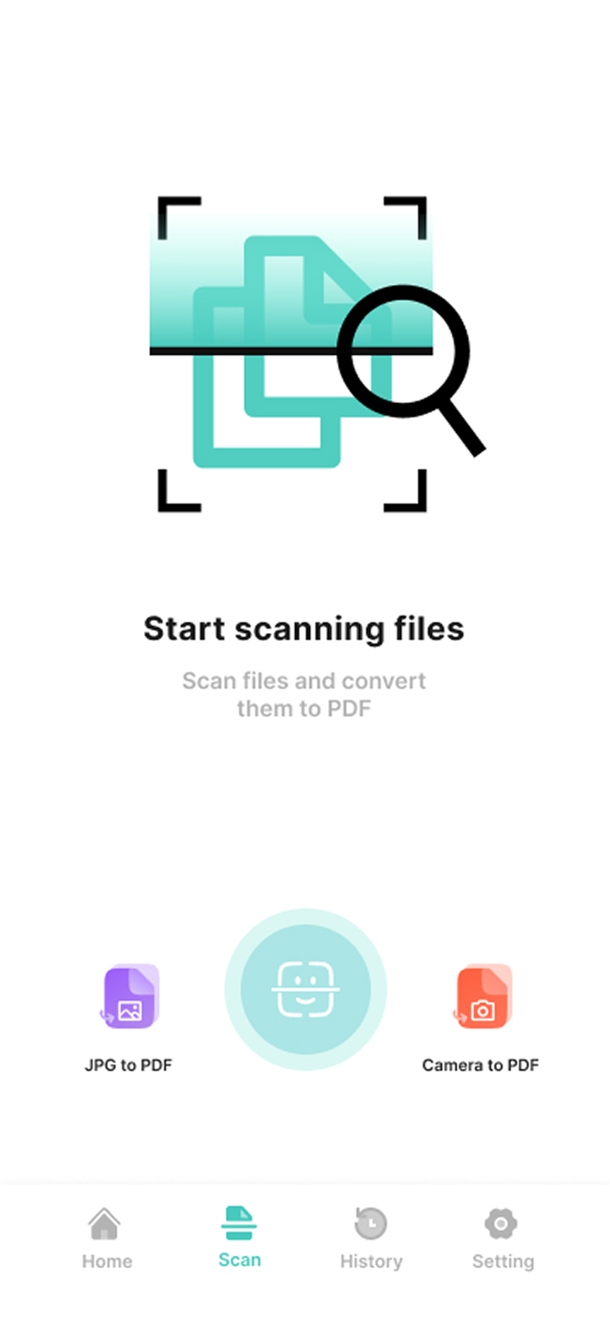 Scan to PDF app screen